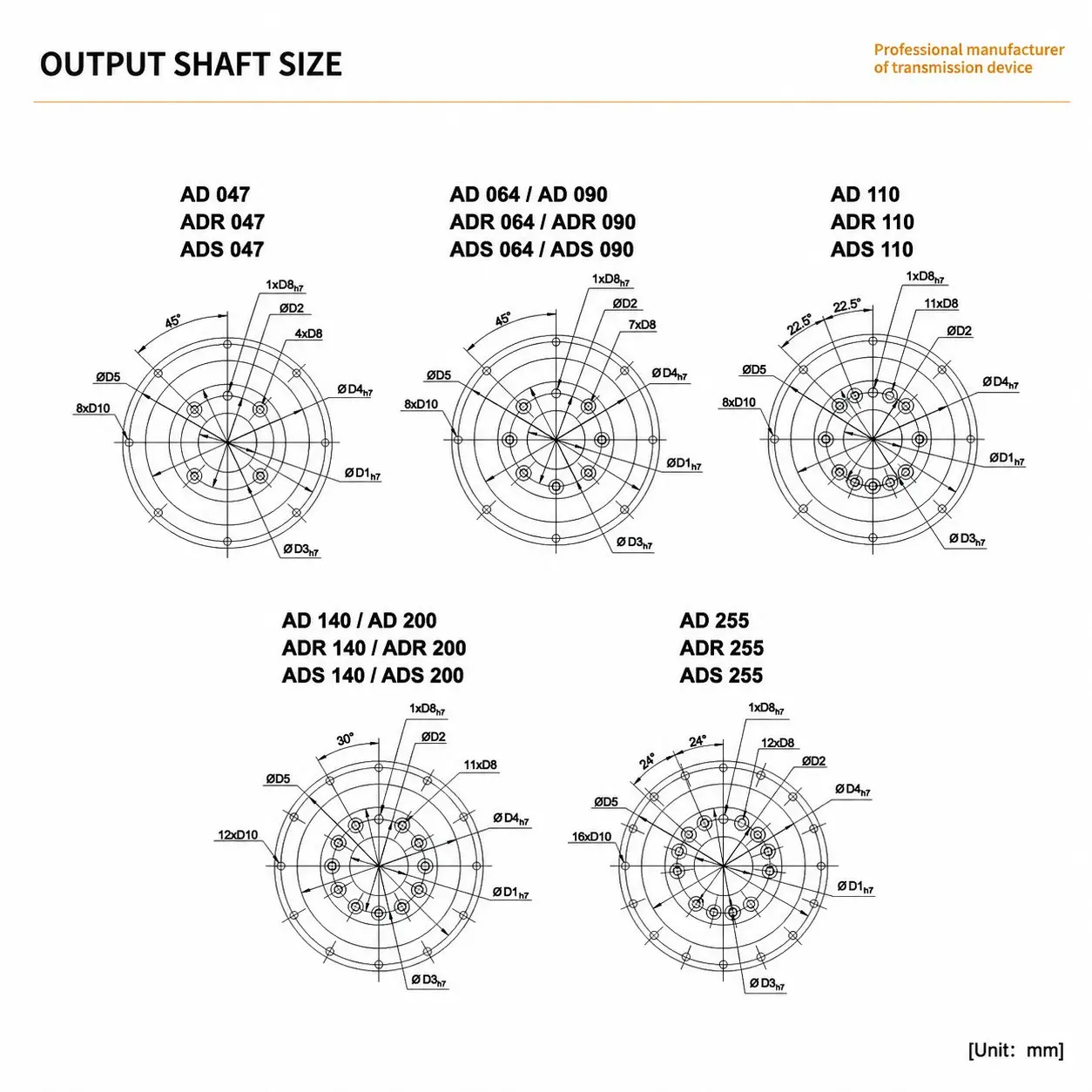 EP-FADS Series Planetary Gearbox Output Shaft Size