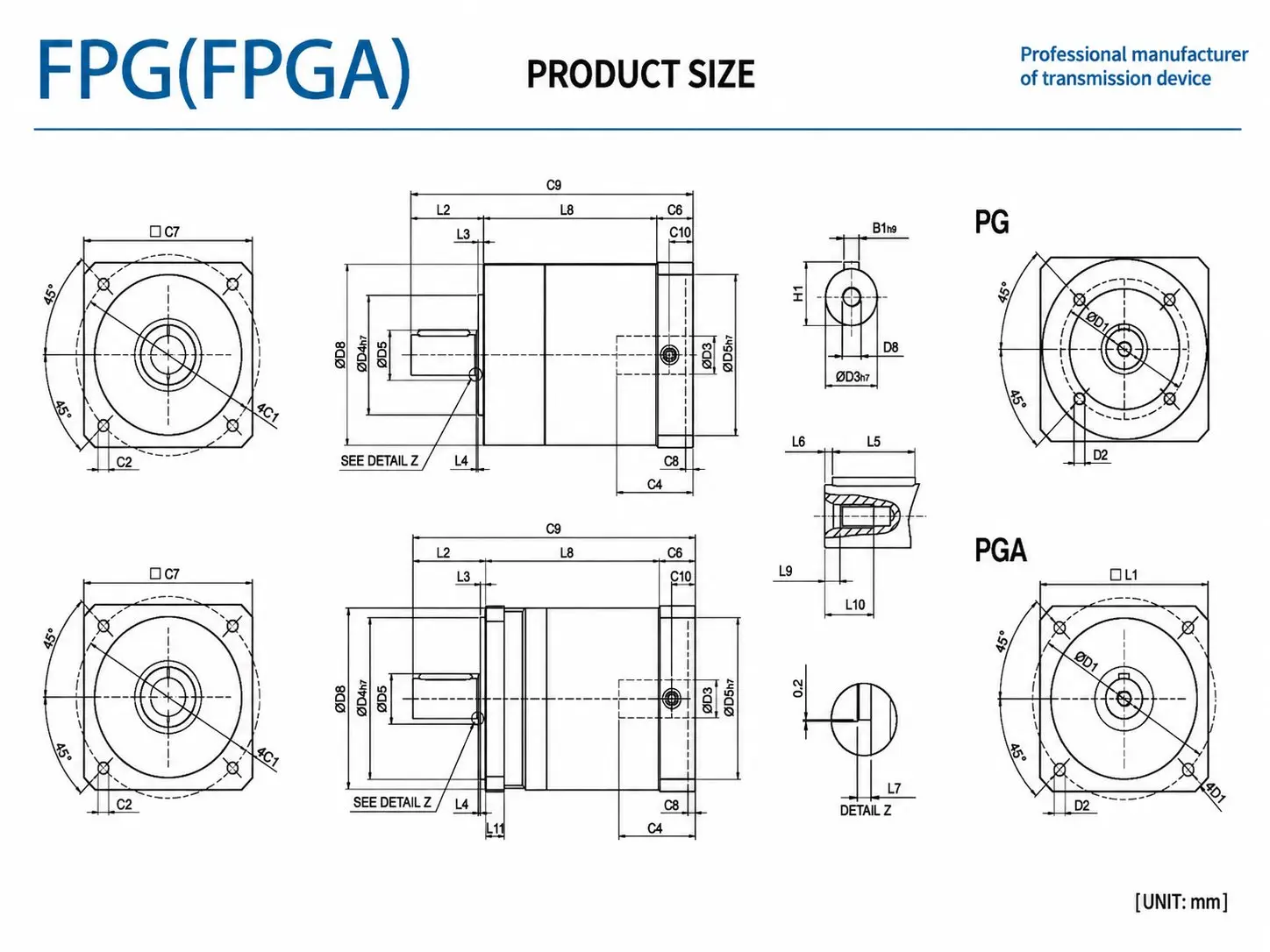 EP-FPG_EP-FPGA Series Economy Planetary Gearbox Dimension