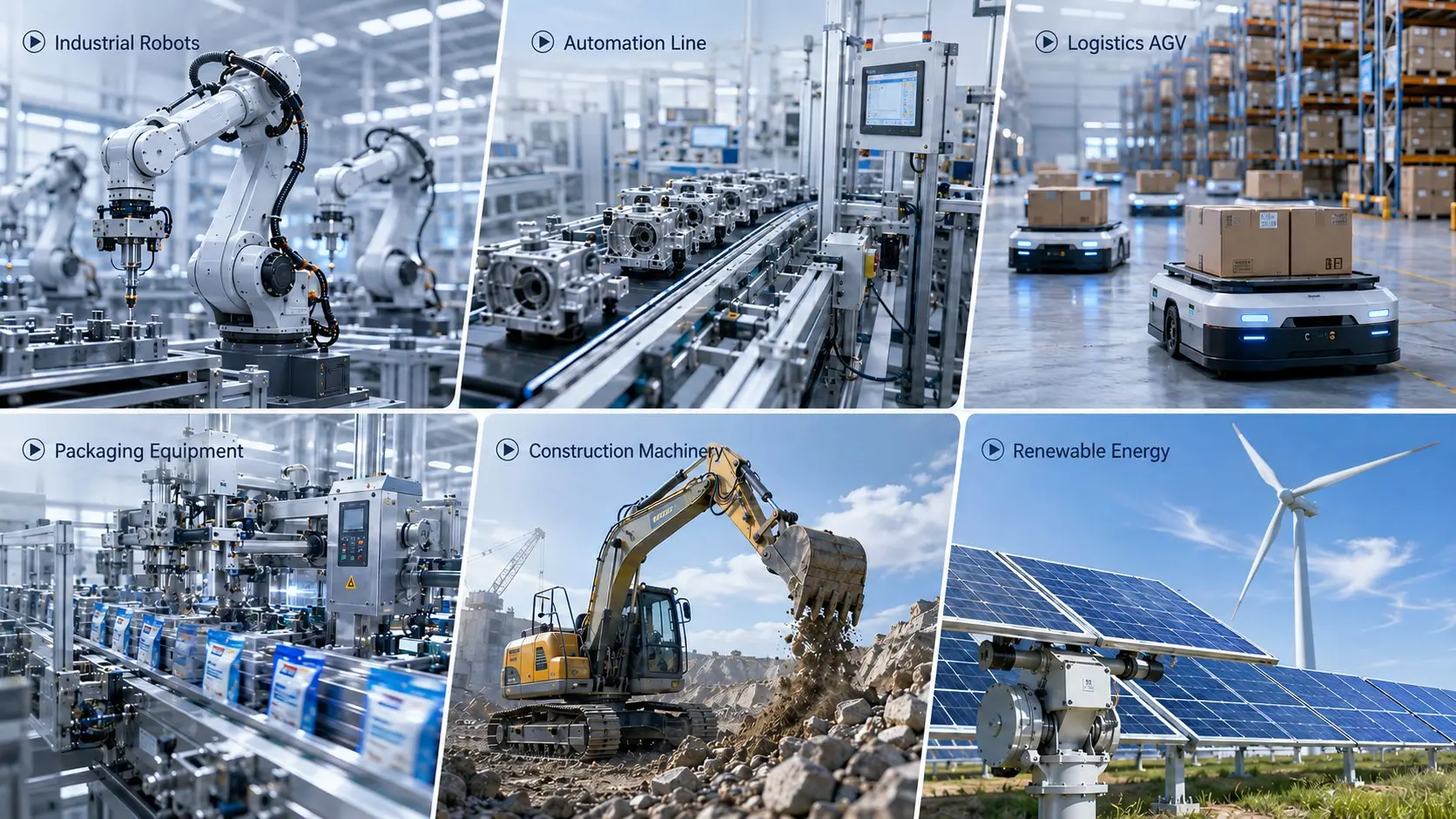 Planetary gearbox applications — CNC machining, robotics, semiconductor, packaging, laser cutting, AGV